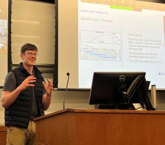 Brady Hibbitts presenting to investment office